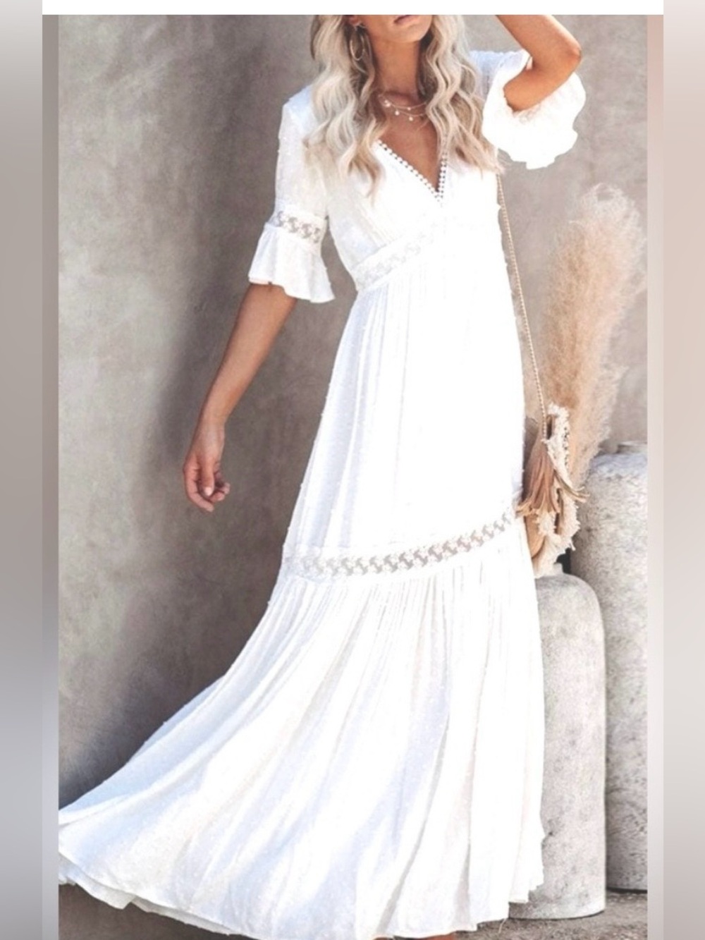 Baltic Borne Rayne Maxi Dress - white large - boho hippie flowy wedding